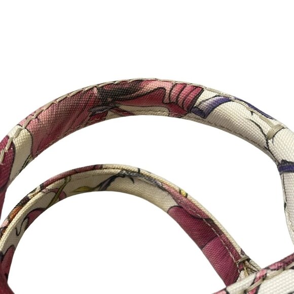 PRADA Canapa - White Pink Multi Canvas Tote Bag 554-050625 - Picture 6 of 9